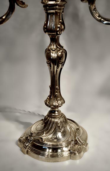 Exceptional pair of Louis XV Style Silver Candlesticks by BOIN TABURET  Manufacture - Candelabras, candlesticks