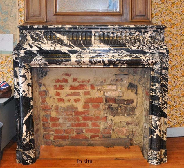 Antique Louis XIV style fireplace in an exceptional Grand Antique marble