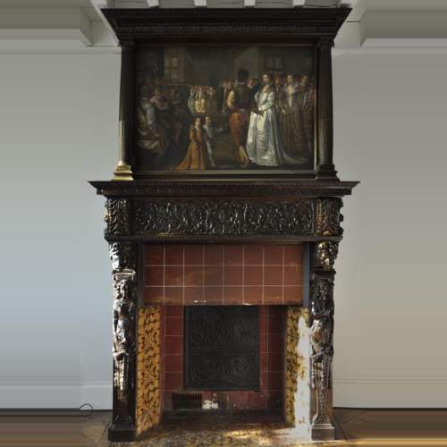 Cast Iron Fireback With Renaissance Figures Firebacks