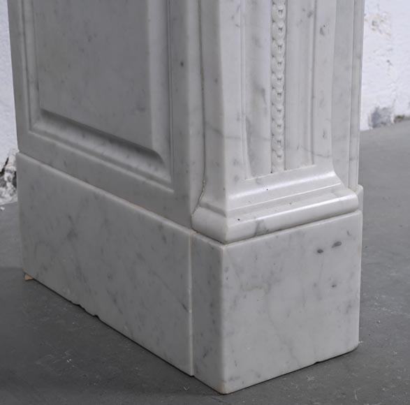 Louis XVI style Carrara marble mantel with floral décor-10