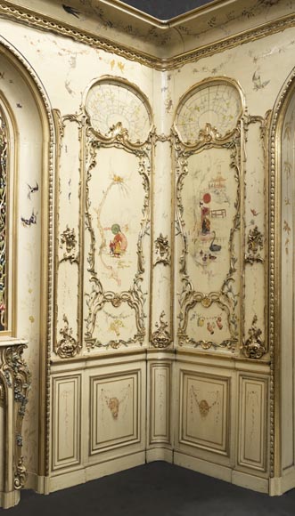 Panelled room with fine chinoiserie decoration from the Villa Les Cèdres,  King Leopold II’s residence  in Saint-Jean-Cap-Ferrat, Côte d’Azur