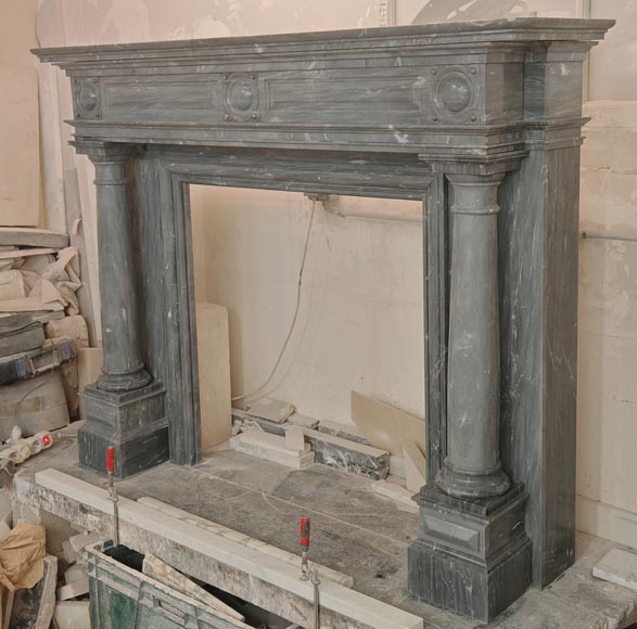 Napoleon III style mantel with detached columns in Turquin marble-5