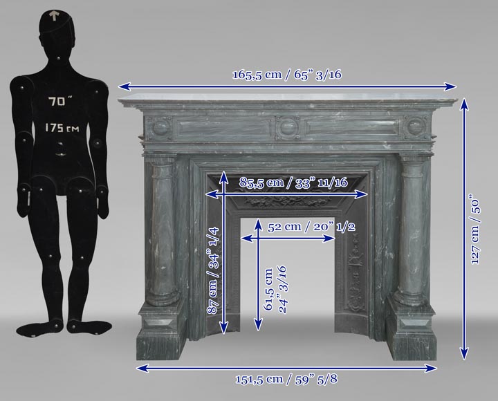 Napoleon III style mantel with detached columns in Turquin marble-9