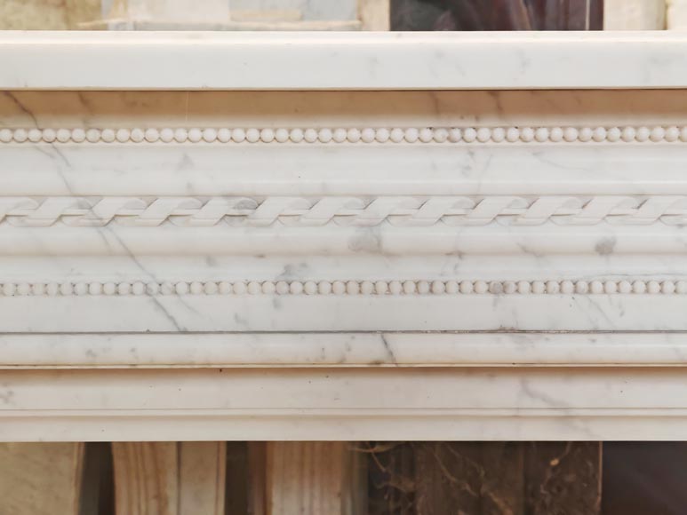 Louis XVI style mantel in veined Carrara marble with pearl entablature-1