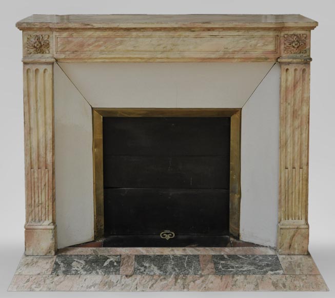 Antique Louis Xvi Style Fireplace In Pink Marble With Its Marble