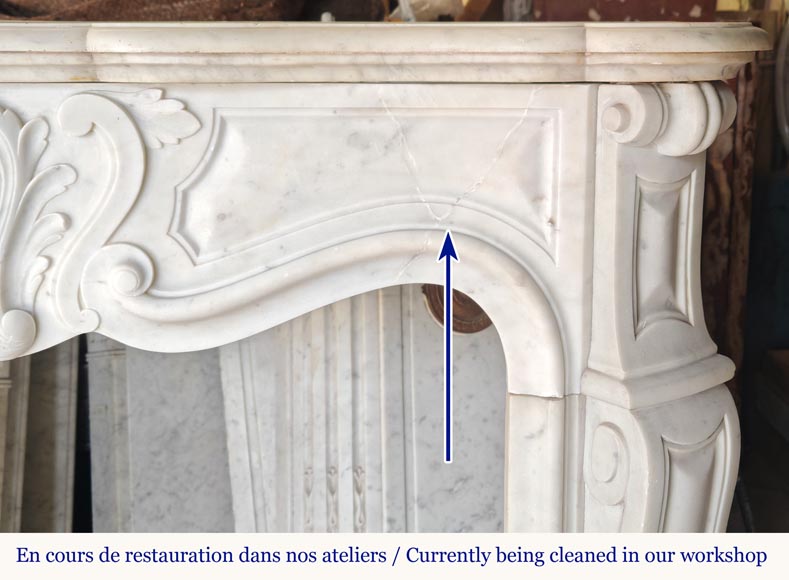 Small Louis XV mantel in Carrara marble-7