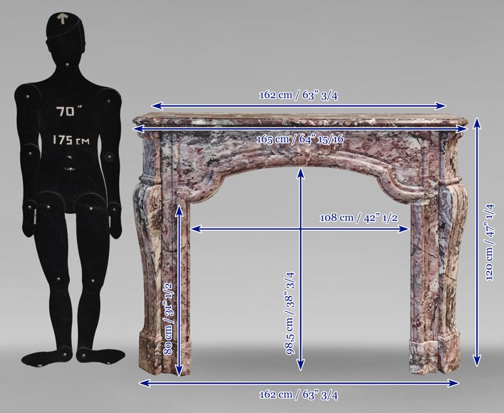 Fleur de Pécher pink marble Louis XV mantel-8