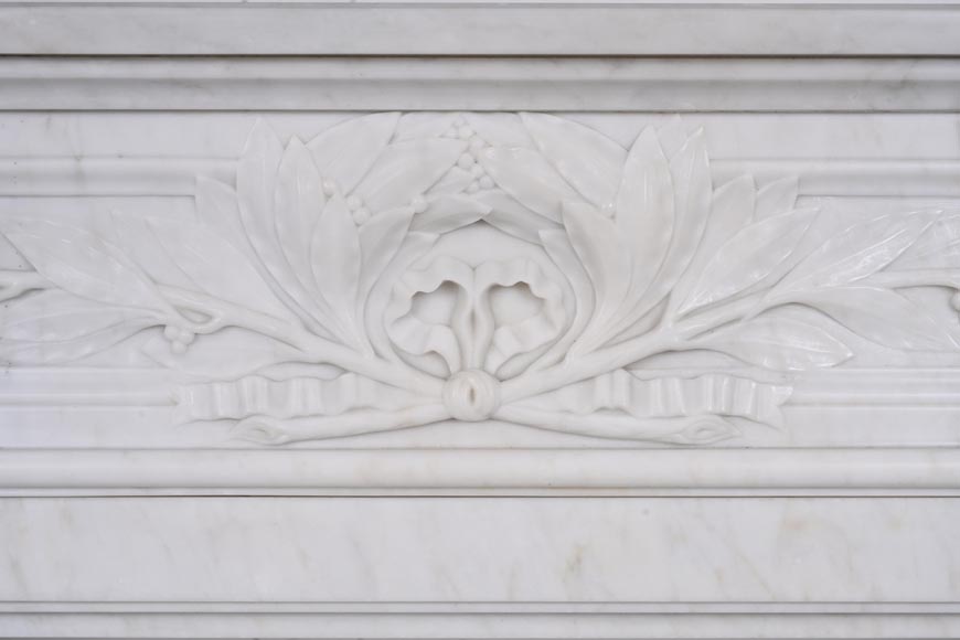 Louis XVI style Carrara marble mantel with half columns-2