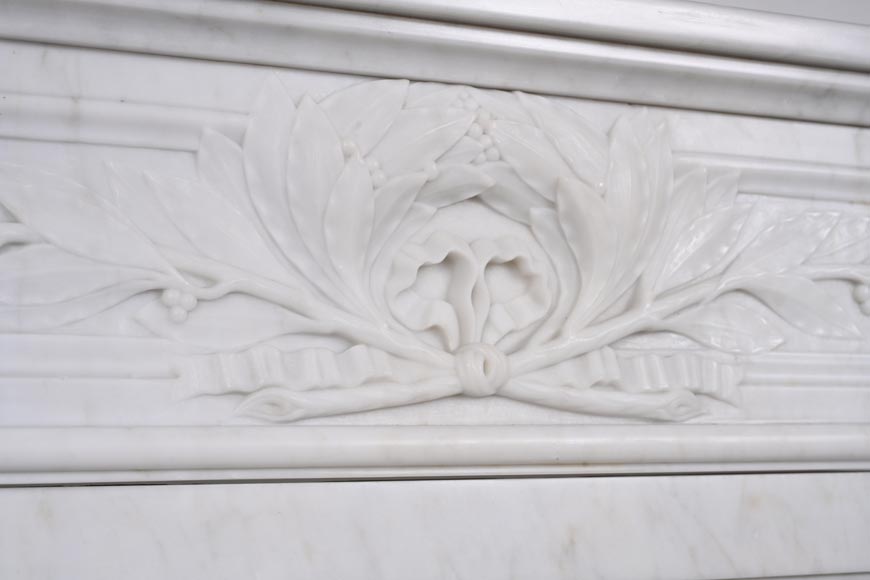 Louis XVI style Carrara marble mantel with half columns-3