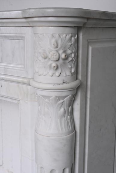 Louis XVI style Carrara marble mantel with half columns-13