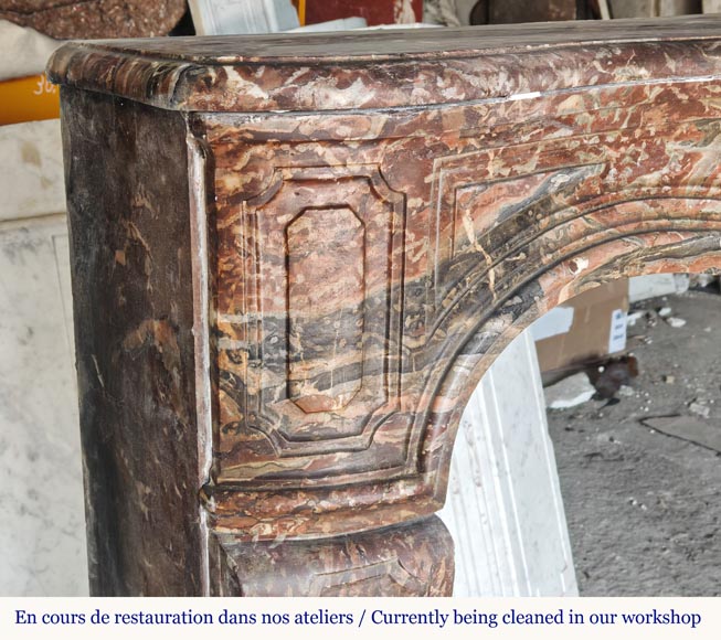 Louis XV period mantel in Rouge Royal marble adorned with a shell-4