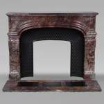 Regence style mantel in veined red marble