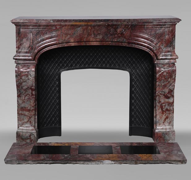 Regence style mantel in veined red marble-0