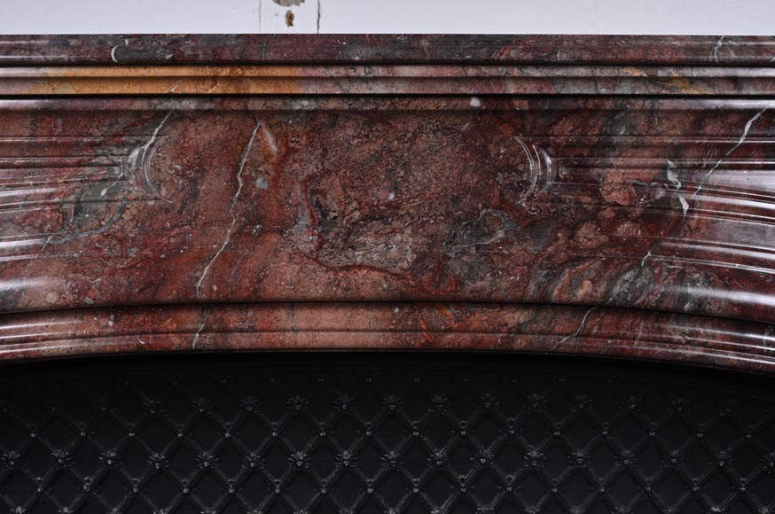 Regence style mantel in veined red marble-1