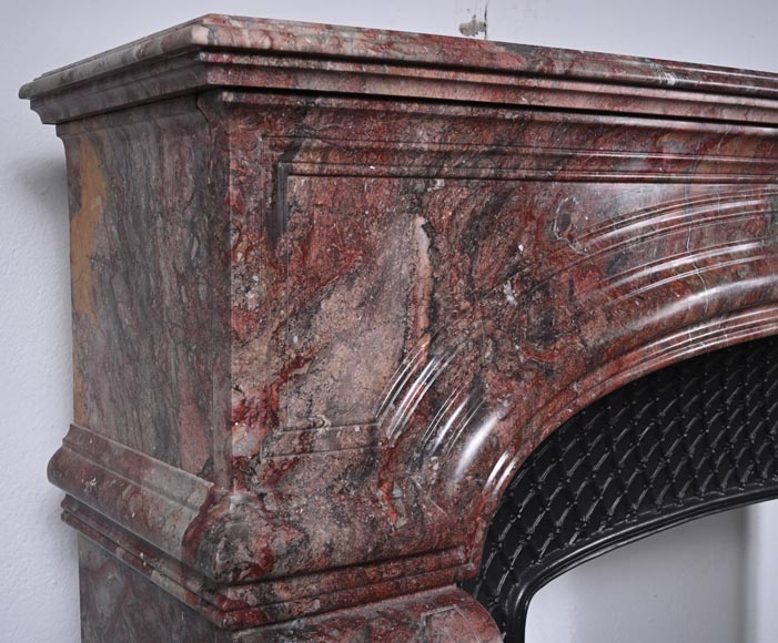 Regence style mantel in veined red marble-3