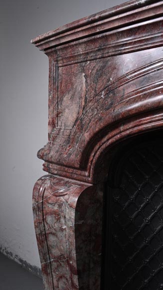 Regence style mantel in veined red marble-4