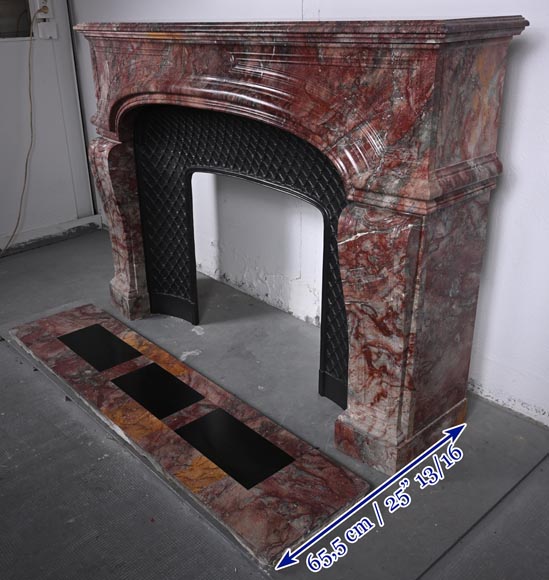 Regence style mantel in veined red marble-6