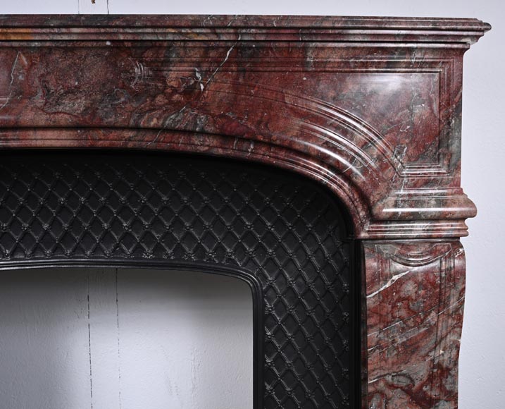 Regence style mantel in veined red marble-7
