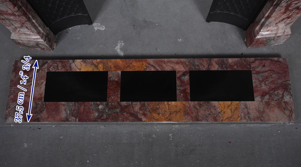 Regence style mantel in veined red marble-10