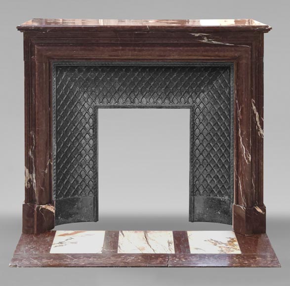 Louis XIV style Bolection mantel in Rouge Griotte marble-0