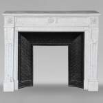 Louis XVI style Carrara marble mantel with sunflower design