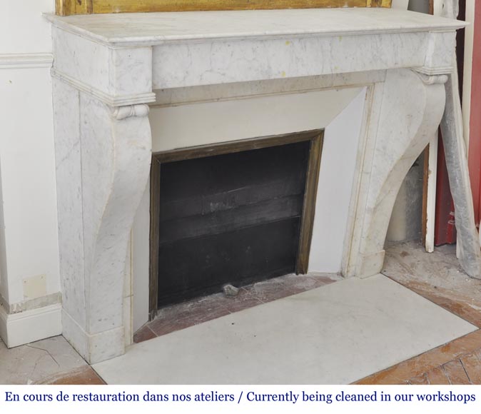 Antique Restoration Style Fireplace In Carrara Marble Marble