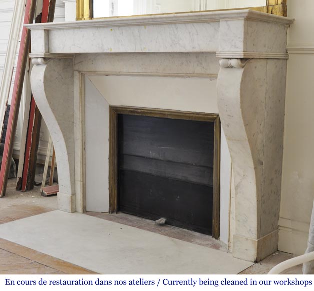 Antique Restoration Style Fireplace In Carrara Marble Marble