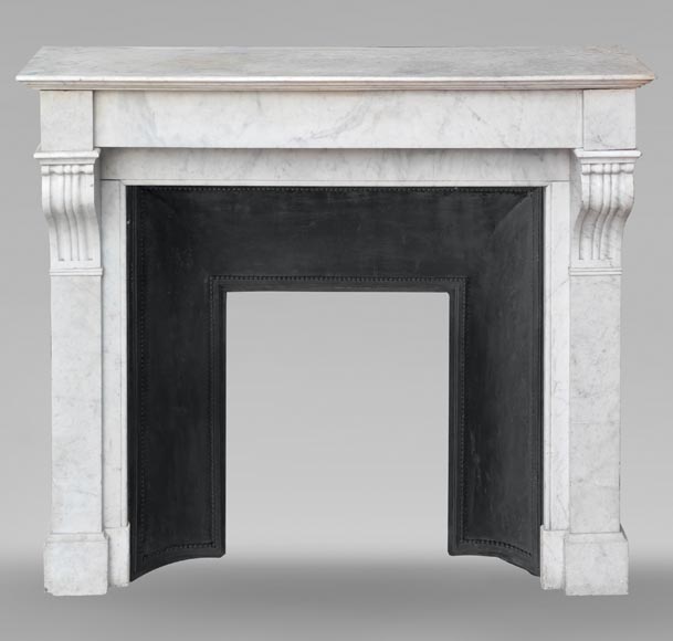 Napoleon III style white marble mantel with modillions-0