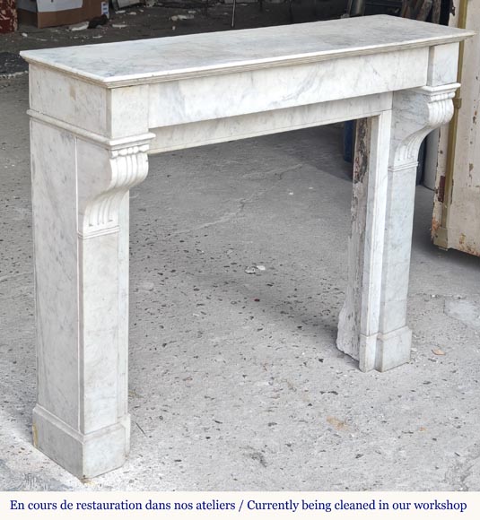 Napoleon III style white marble mantel with modillions-2