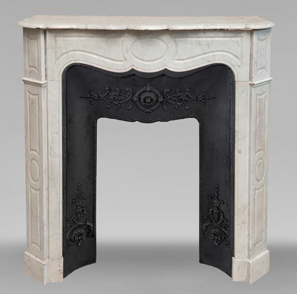 Louis XV style Pompadour mantel in Carrara marble-0