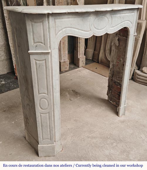 Louis XV style Pompadour mantel in Carrara marble-2