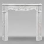 Small Louis XV style Pompadour flat mantel in Carrara marble