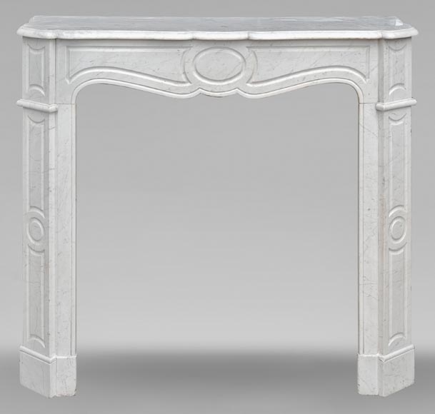 Small Louis XV style Pompadour flat mantel in Carrara marble-0