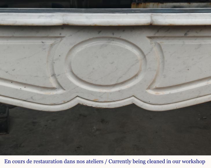 Small Louis XV style Pompadour flat mantel in Carrara marble-1