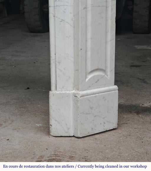 Small Louis XV style Pompadour flat mantel in Carrara marble-7