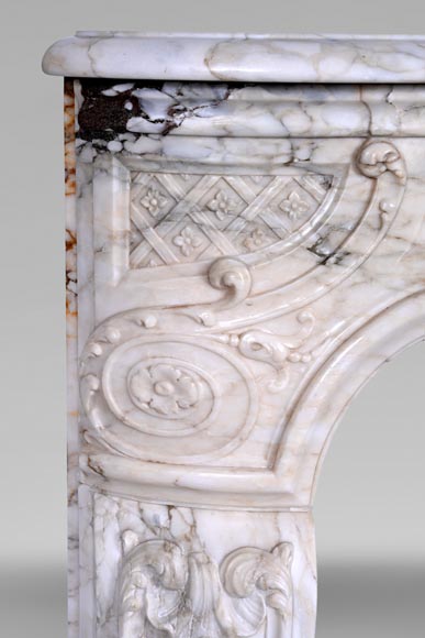 Louis XV period fireplace in Arabescato marble with finely sculpted band-3