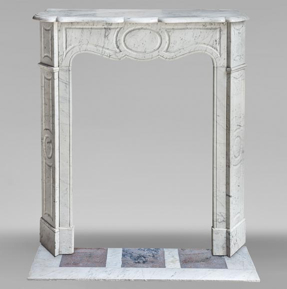 Small Louis XV style Pompadour mantel in Carrara marble-0