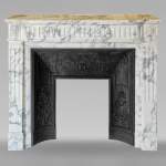 Louis XVI style mantel in Arabescato marble decorated with fluting