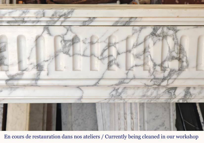 Louis XVI style mantel in Arabescato marble decorated with fluting-1