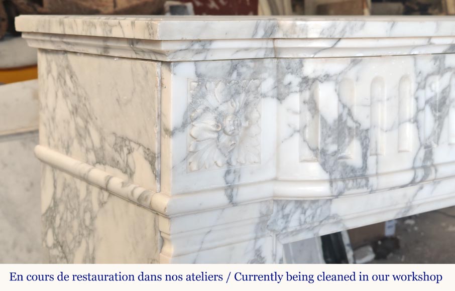 Louis XVI style mantel in Arabescato marble decorated with fluting-3