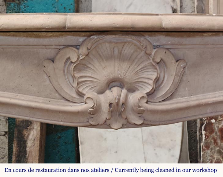 Curved Louis XV style stone mantel-1