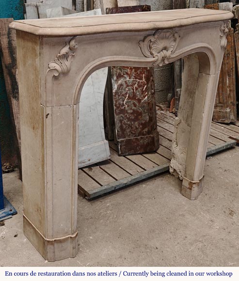 Curved Louis XV style stone mantel-3