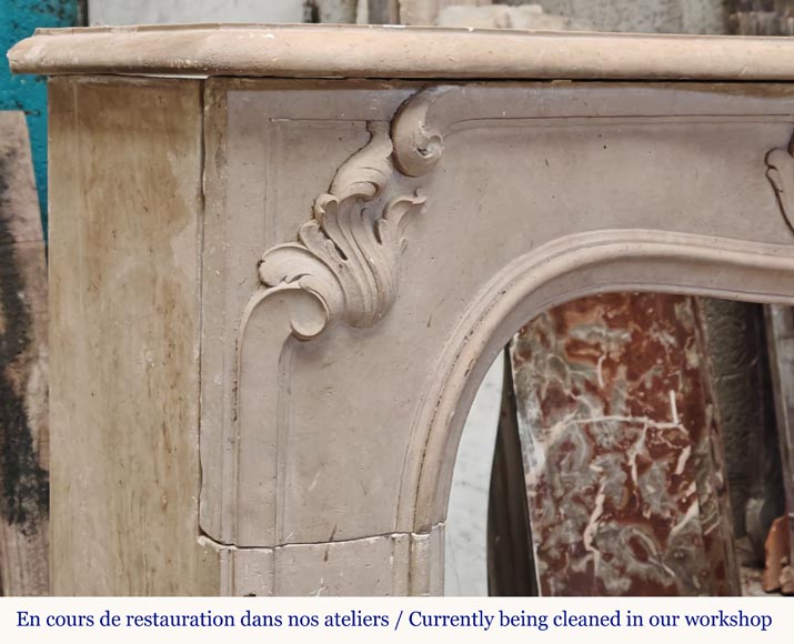 Curved Louis XV style stone mantel-4