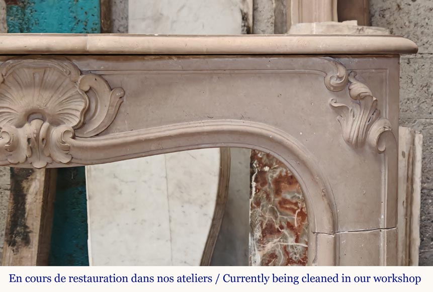 Curved Louis XV style stone mantel-7