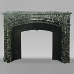 Important Louis XIV style fireplace in sea green marble