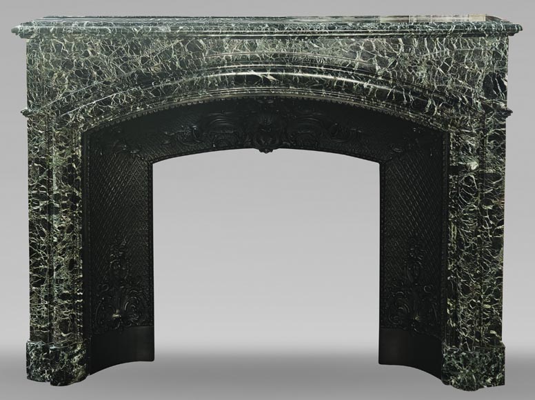 Important Louis XIV style fireplace in sea green marble-0