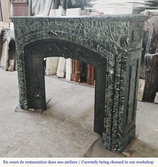 Important Louis XIV style fireplace in sea green marble-5