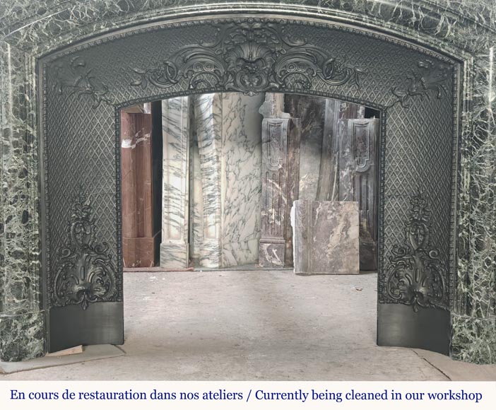 Important Louis XIV style fireplace in sea green marble-8