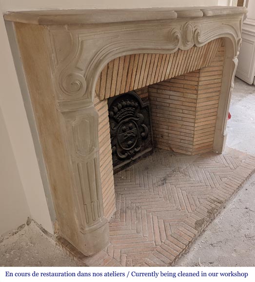 Large Louis XV style stone fireplace-3