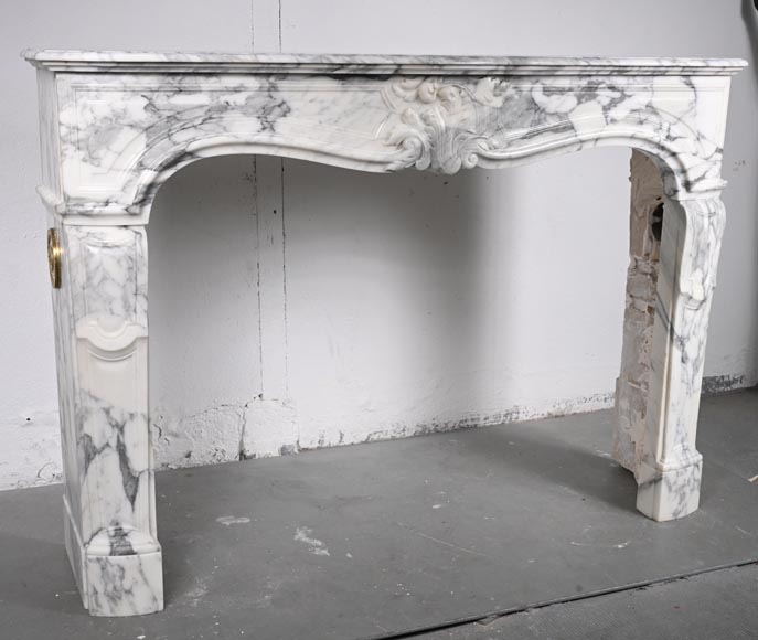Louis XV style Arabescato marble mantel adorned with an asymmetrical palmette-3